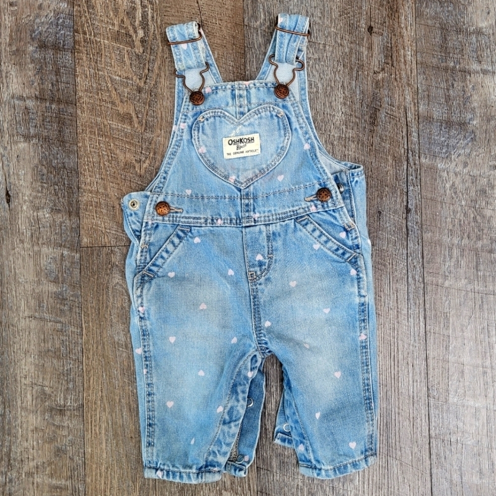 Oshkosh Bigish heart jean baby Overalls 3M